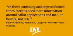 In these confusing and unprecedented times, Texans need more information around ballot applications and mail-in ballots, not less.