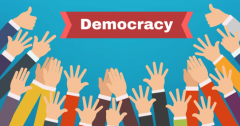 Democracy with raised hands