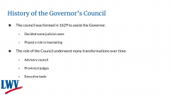 History of the Governor's Council MA
