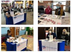Pictures of volunteers helping citizens learn about their right to vote