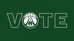 Green graphic with the word "VOTE" in the middle. A basketball replaces the letter "O".