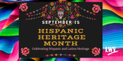 September is Hispanic Heritage Month with colorful background and floral graphics