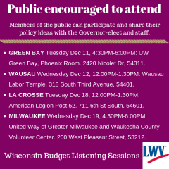 Gov Elect Listen Session Announcement Dates and Location