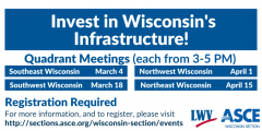 Graphic detailing dates for Wisconsin infrastructure quadrants meetings