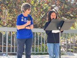 Kathy having speech translated into Spanish