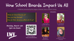 How School Boards Impact Us All Event Announcement Monday March 13 7 pm on Zoom
