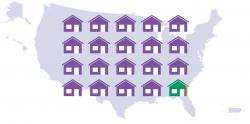 illustration, houses across US map