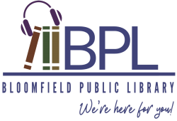 Bloomfield Public Library logo "We're Here for You"