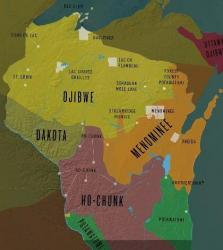 Map of Wisconsin showing Wisconsin First Nations