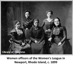 black and white photograph of officers of the women's league of newport rhode island circa 1899