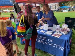LWVNCC voter booth shown at 2023 Newark Community Day