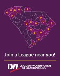 LWVSC map local Leagues by county March 2026