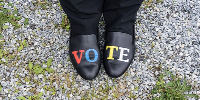 shoes with words vote