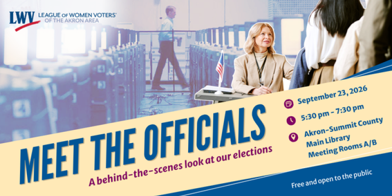 Meet the Officials September 23 at 5:30 at the main library in Akron