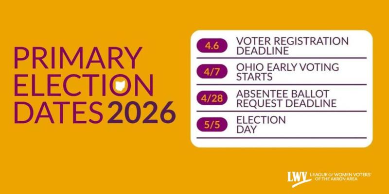 Primary Election Dates 2026 - Registration Deadline April 6 - Election Day May 5