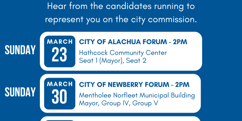 Local election candidate forum dates times locations