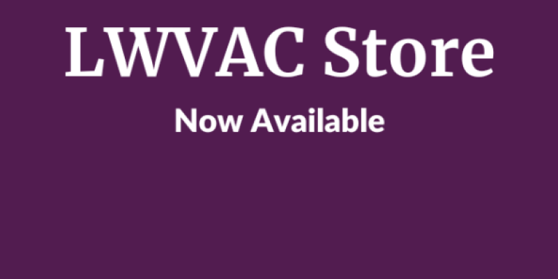 LWVAC Store Now Available in white text on purple background