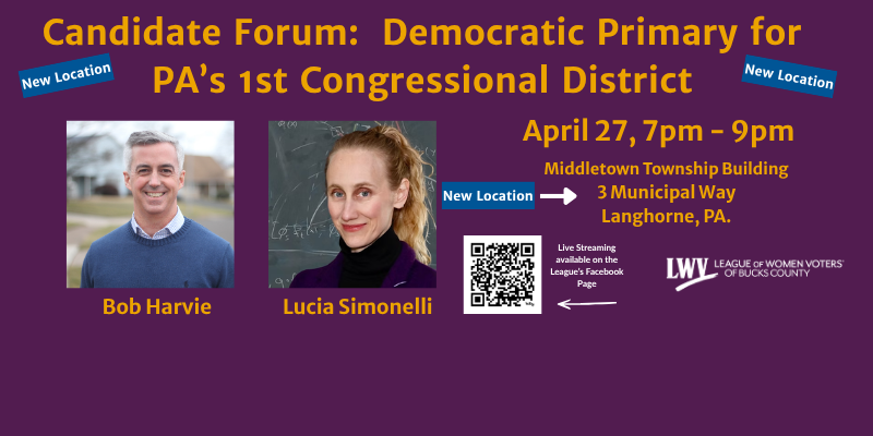 Candidate Forum Democratic Primary 1st Congressional District APril 27, 7-9 PM