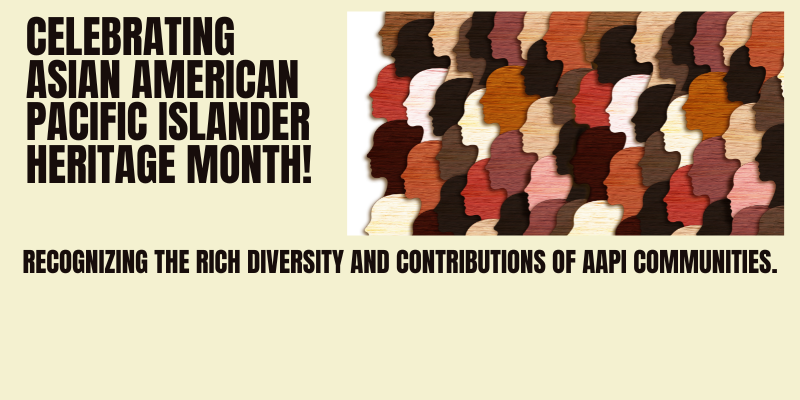 Celebrating asian american pacific islander heritage month.  collage of various colored profiles of people.  recognizing the rich diversity and contributions of aapi communities