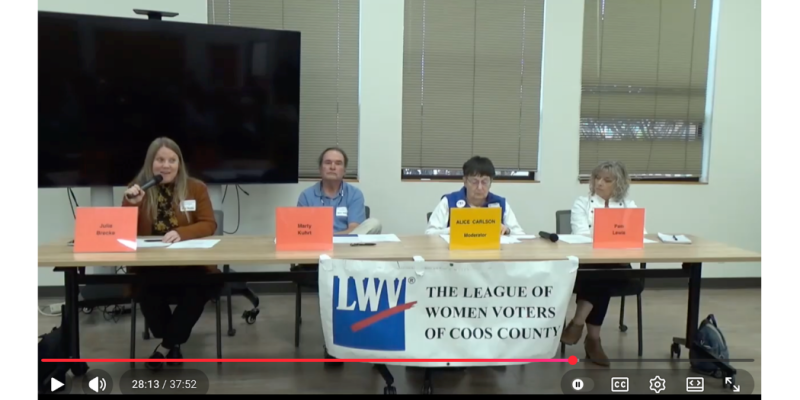 Screenshot of Coos County Clerk Candidates Forum