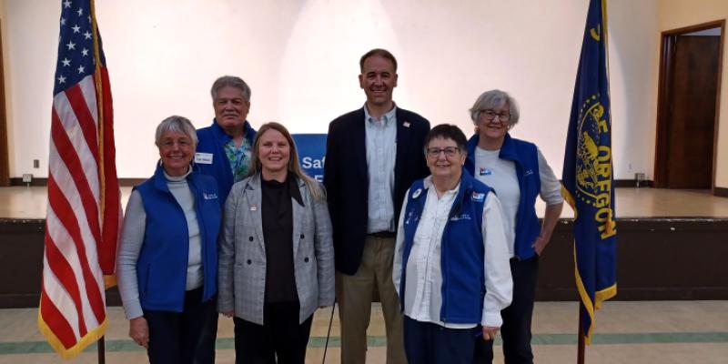 Coos County League members with Oregon Secretary of State Tobias Read and Coos County Elections Clerk Julie Brecke