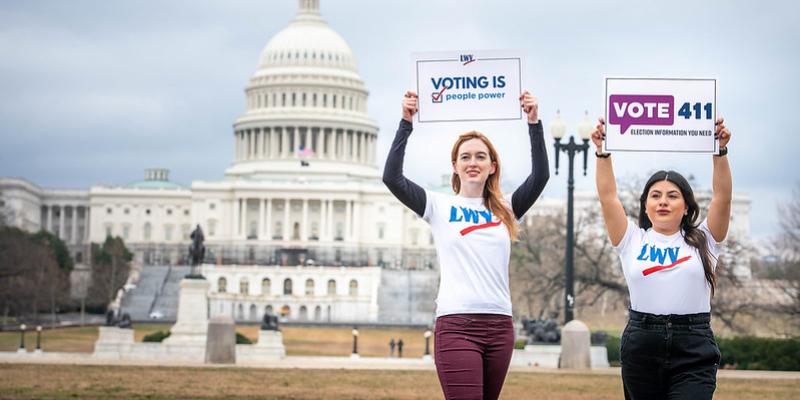 LWV staff, standing in front of US Capitol