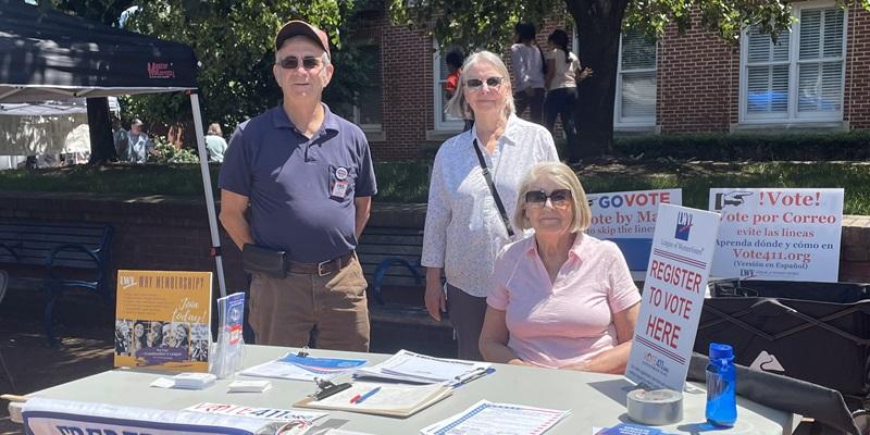 George, Barbara and Fran at the LWVFC table at Asia Festival June 2024