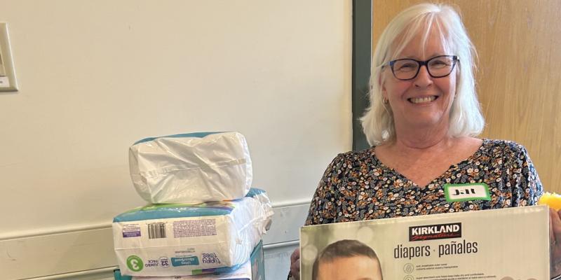 Jill with diapers for Centro Hispano de Frederick
