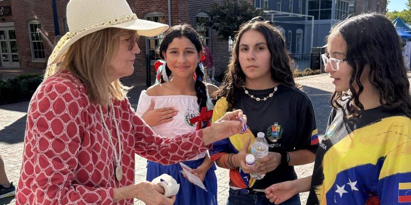 Mary Sue talks to Future Voters at Hispanic Heritage Festival 2025