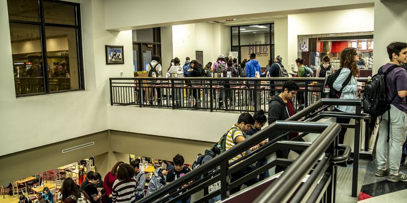 Texas State University students faced long lines to vote during early voting. Texas State students in line to vote.