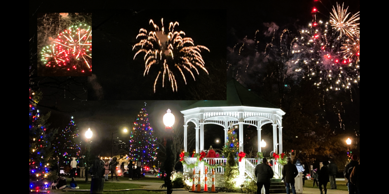fireworks over gazebo