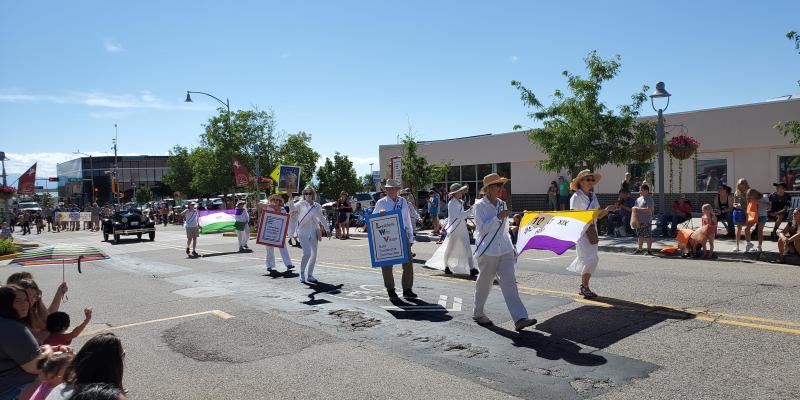 marching in Rodeo parade