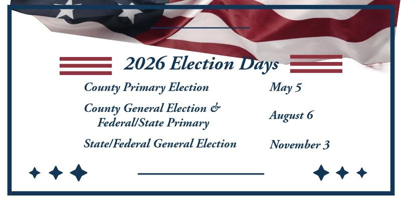 graphic of election dates 2026