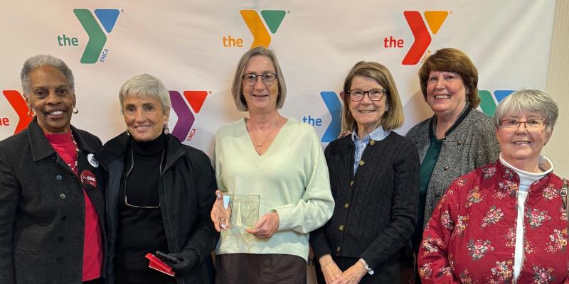 Joan Hubbard, Mary Toy, Victoria Turner, Julie Gaebe, Jean Dugan and Kathleen Farrell accept award at the 40th Annual Bayer YMCA Martin Luther King Jr. Breakfast.