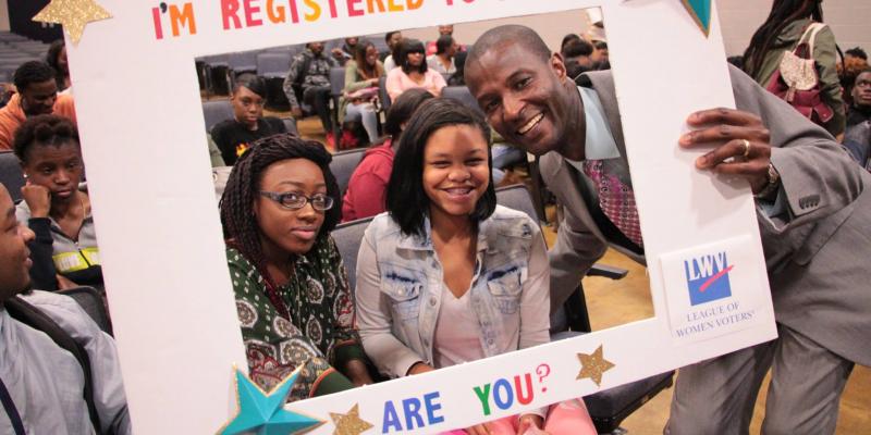 I'm Registered to Vote - Are You? photo frame with students