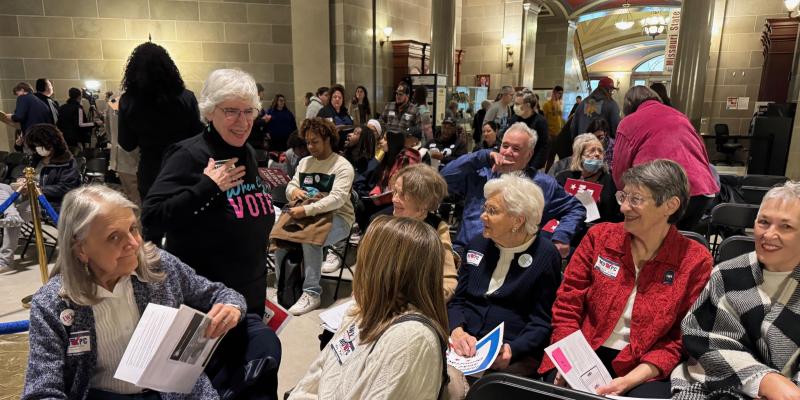 Marilyn McLeod with members in the Capitol rotunda