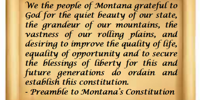 Image of Scroll with Preamble to MT Constitution 