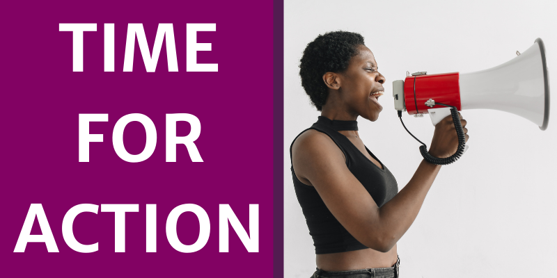 Action Alert (Black woman with megaphone)