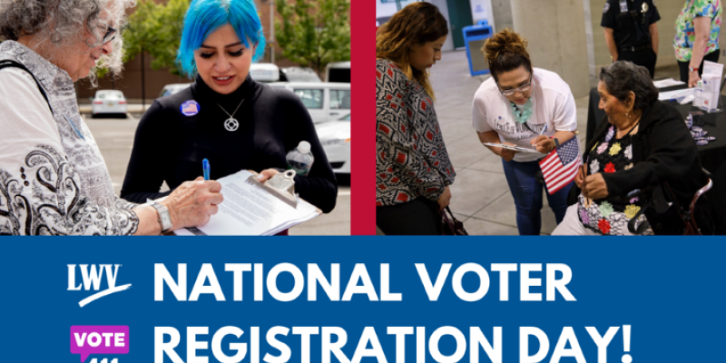 women signing up to vote-promotes Natl Voter Registration Day