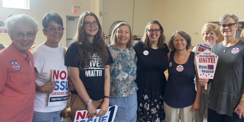 July 2023 - LWV Ohio Director Jen Miller leads opposition to Issue 1 
