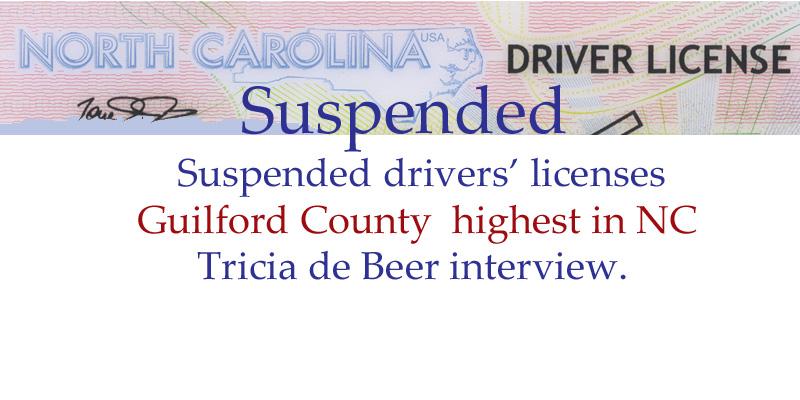 Suspended drivers licenses. Guilford County, NC.