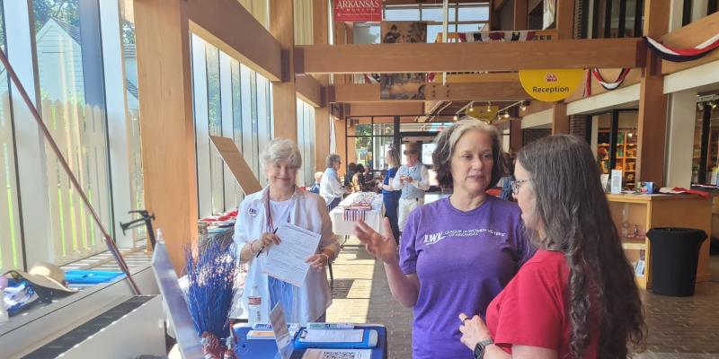 LWVPC volunteers speak with citizens at the 2026 4th of July Frontier Festival