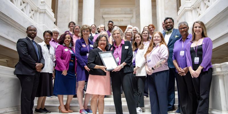 League members gather to receive a citation for contributions to the state of Arkansas