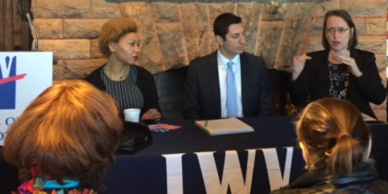 Panelists speak at the "Insider's Look at a Political Campaign" Hot Topics Breakfast