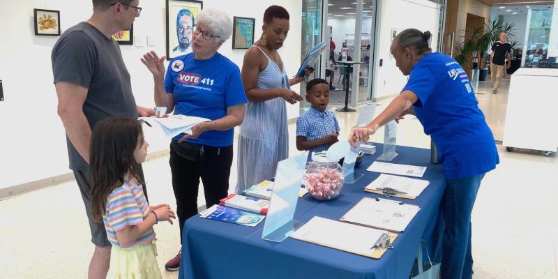 LWV Columbia SC shares voting info at Back to School event