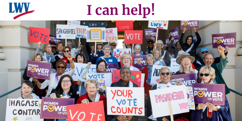 Women Holding signs. I can help