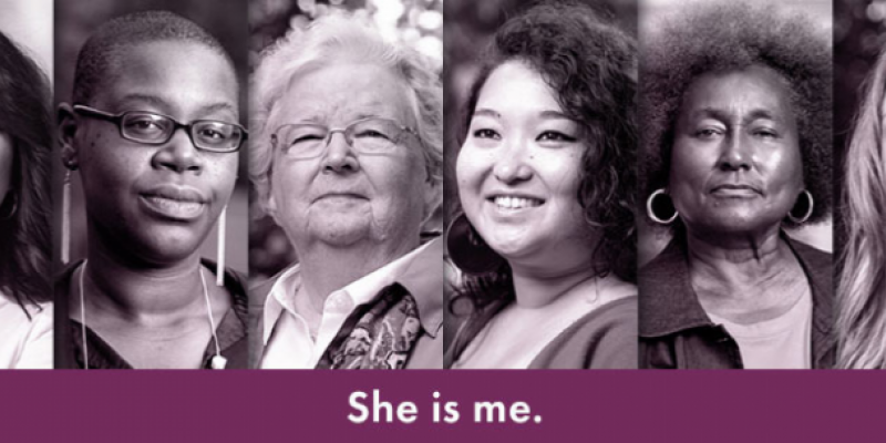 She is me with photos of six women