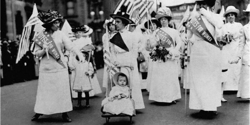 suffragists march