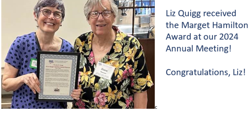 Liz Quigg receives Marget Hamilton Award