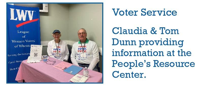 Claudia and Tom Dunn providing voter information at the PRC